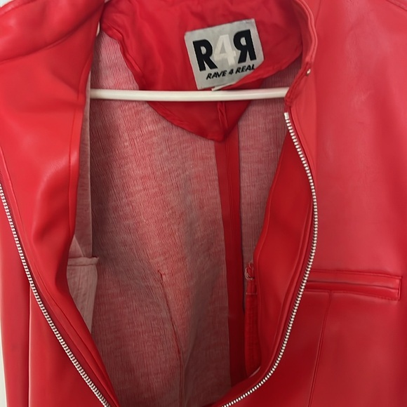 Vintage Y2K Red Vegan Leather Bomber Jacket - Picture 12 of 16